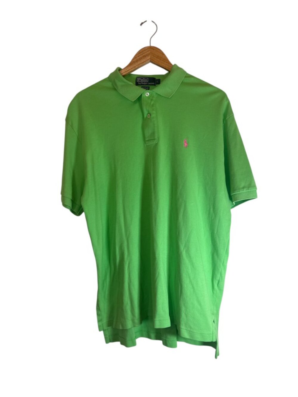 Polo Ralph Lauren Polo Shirt Mens L Lime Green Pink Pony Golf Preppy Cotton - Picture 2 of 10